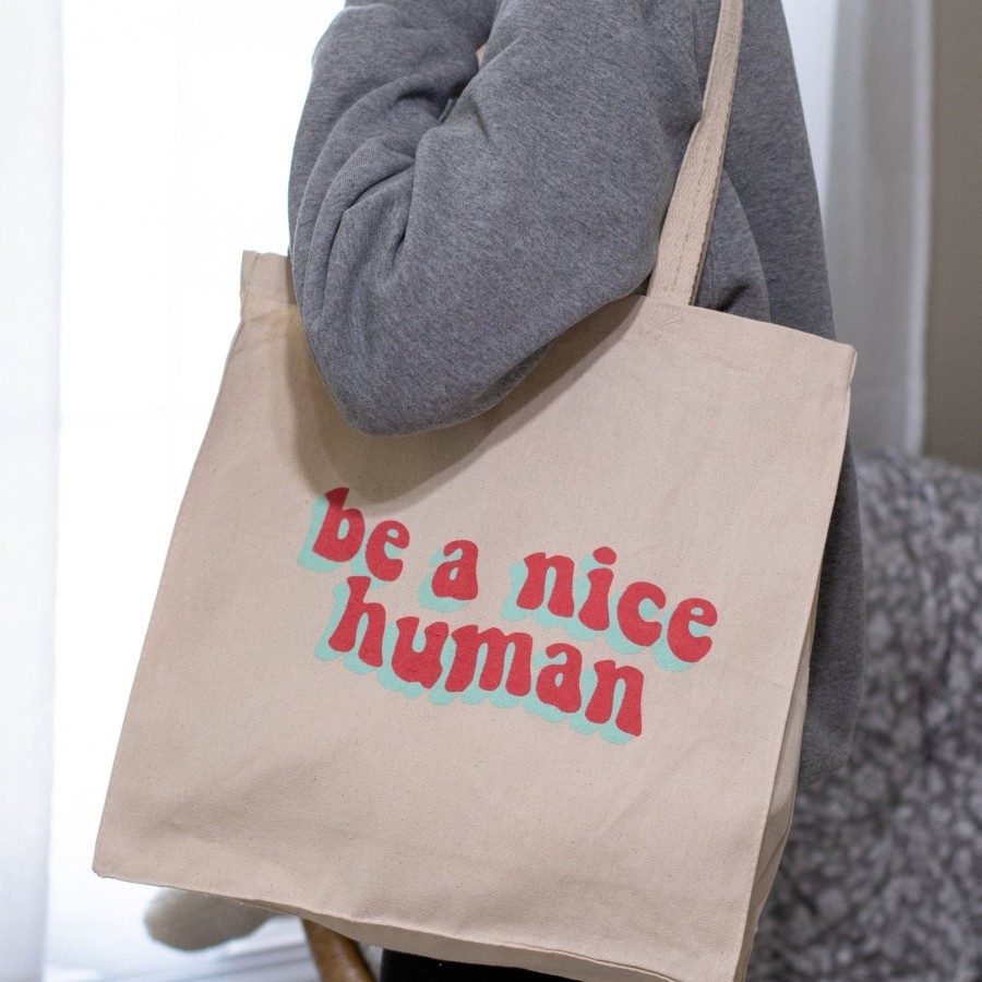 Accessories Wear The Peace | Be A Nice Human Tote Bag