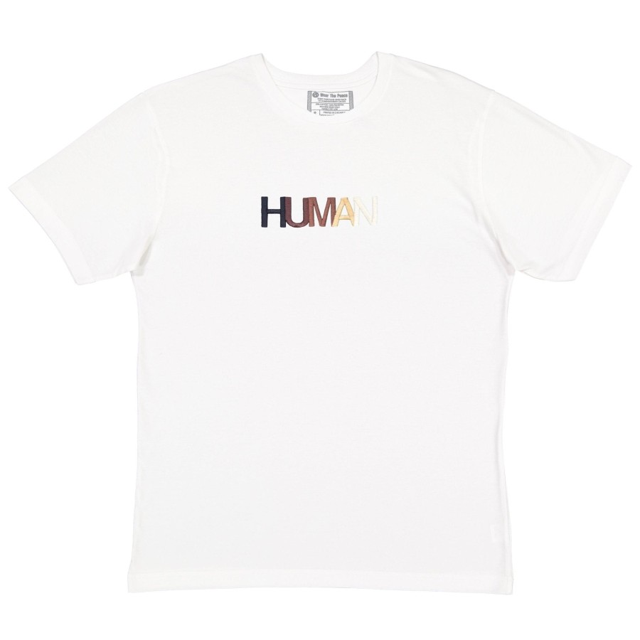 Clothing Wear The Peace | Human Embroidered Tee White