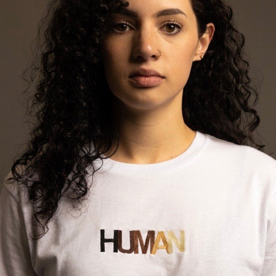 Clothing Wear The Peace | Human Embroidered Tee White