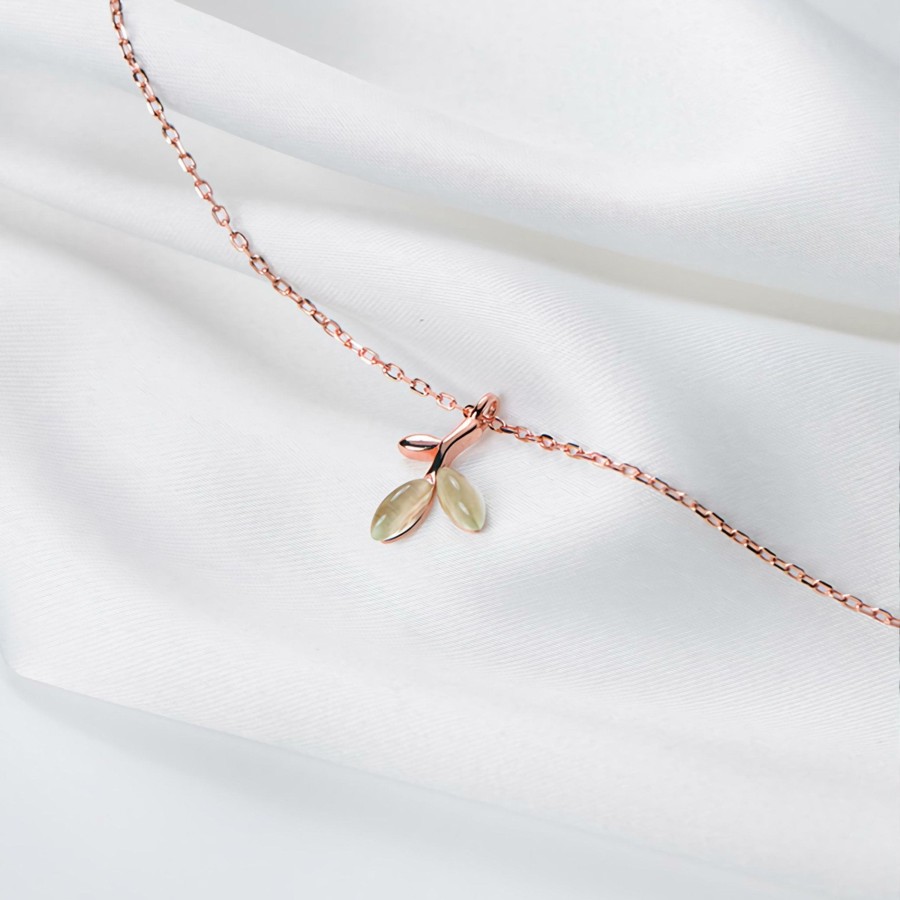 Jewelry Wear The Peace | Olive Branch Sterling Silver Necklace Rose Gold