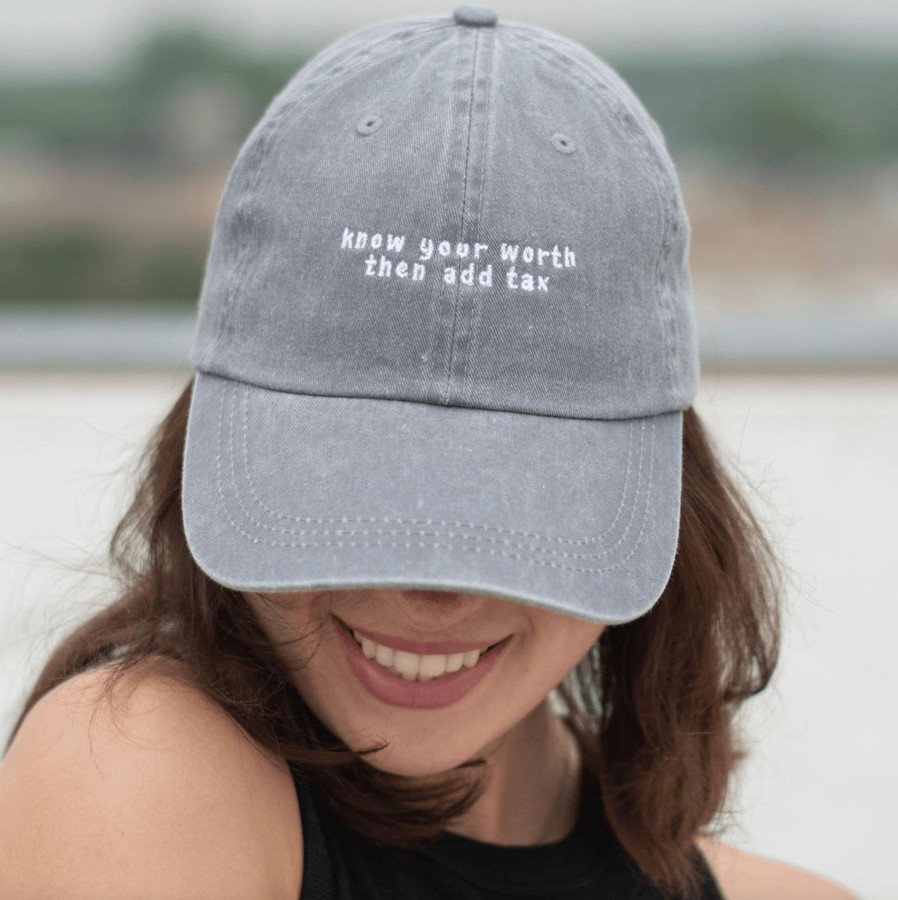 Caps Wear The Peace | Know Your Worth Cap Washed Light Gray