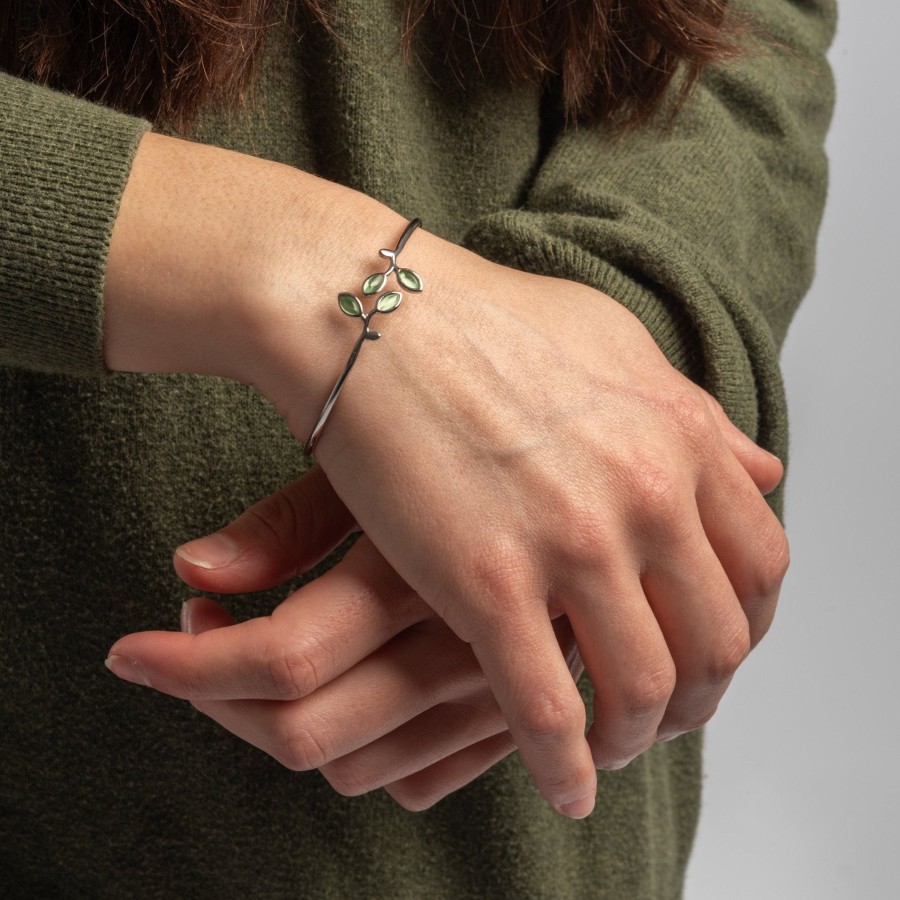 Jewelry Wear The Peace | Olive Branch Sterling Silver Bangle