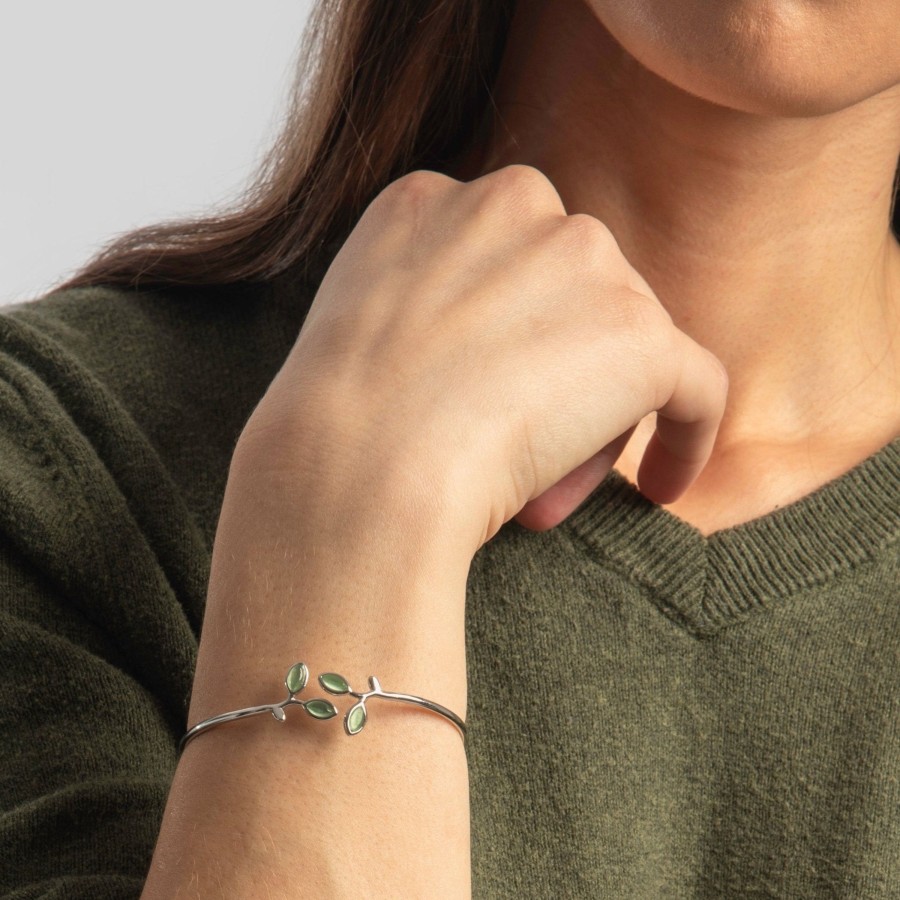 Jewelry Wear The Peace | Olive Branch Sterling Silver Bangle