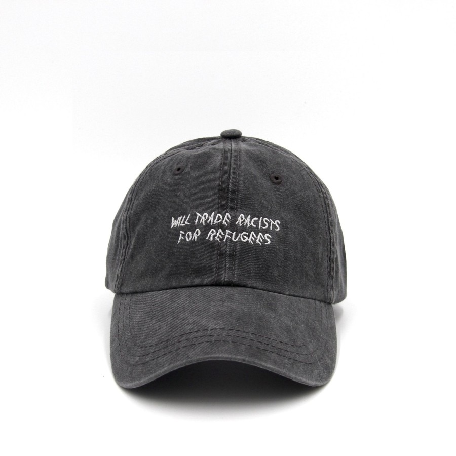 Caps Wear The Peace | Trade Racists For Refugees Cap Washed Gray