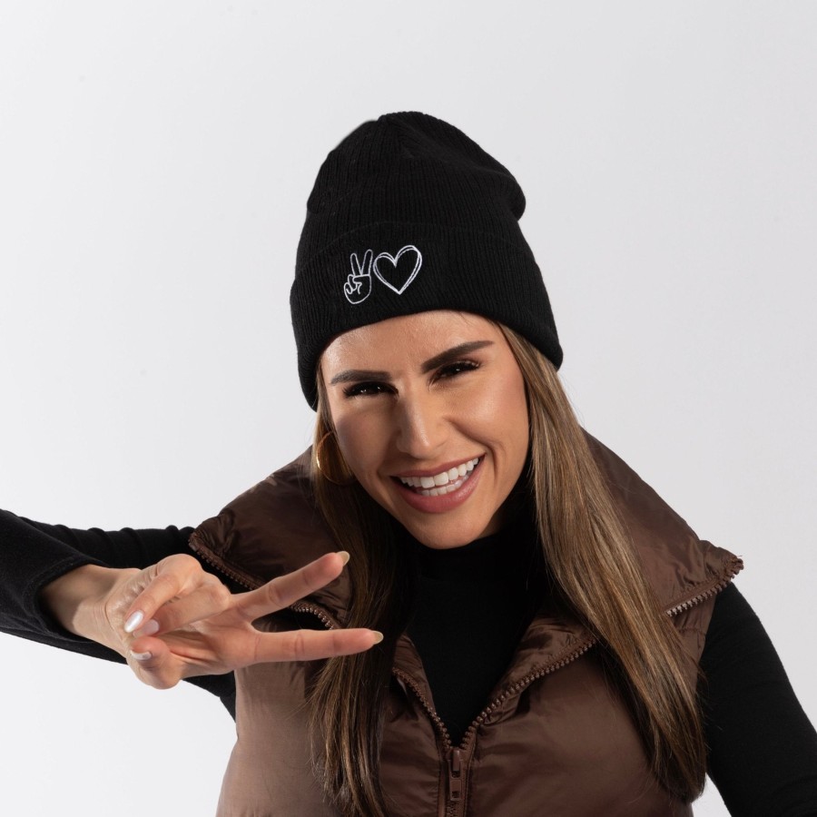 Caps Wear The Peace | Peace And Love Embroidered Beanie