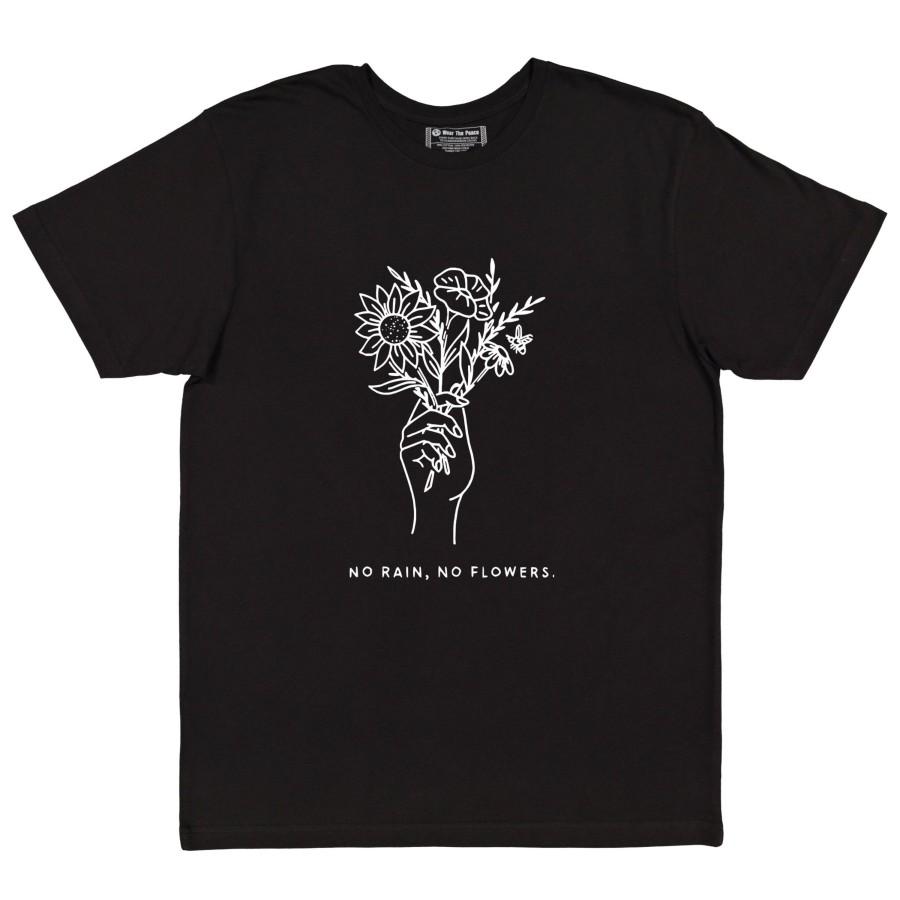 Clothing Wear The Peace | No Rain No Flowers Black Tee